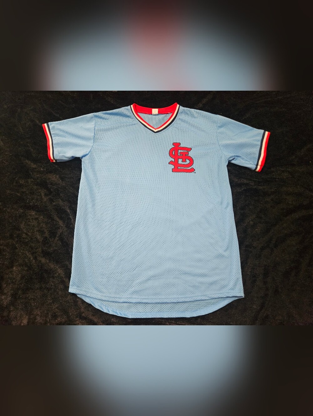 Mens XL St. Louis MLB Baby Blue Mesh Cardinals Bayer Promotional Jersey